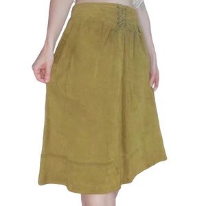 VINTAGE 80s Suede Midi Skirt
